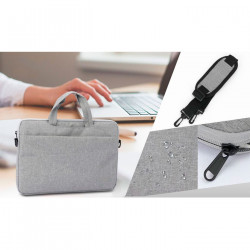 Tradineur - Bolsa para portátil de 13-14 pulgadas, bolso, maletín, bandolera, funda de tela impermeable con asas y correa de hom