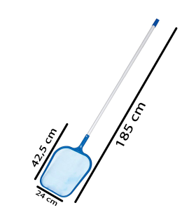 Tradineur - Recogehojas para piscina con barra telescópica de aluminio, red de limpieza con pértiga para spa, jacuzzi, charca, fuente, 185 x 30 cm
