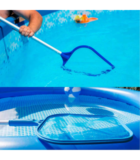 Tradineur - Recogehojas para piscina con barra telescópica de aluminio, red de limpieza con pértiga para spa, jacuzzi, charca, fuente, 185 x 30 cm