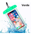 Tradineur - Bolsa estanca móvil universal, funda impermeable con correa para smartphone de hasta 6,7 pulgadas, guardar dinero, tarjetas, deportes acuáticos, playa, piscina (Verde)