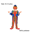 Tradineur - Disfraz de payaso infantil, 100% poliéster, incluye mono con pajarita y chaqueta, circo, niños, carnaval, Halloween, cosplay, fiestas (10-12 años)