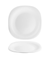 Tradineur - Plato llano cuadrado de vidrio opal, extra resistente, vajilla de cocina, apto para lavavajillas y microondas (Blanco, 26 x 26 cm)