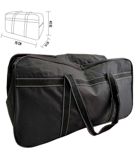 Tradineur - Bolsa de viaje de tela con asas y correa de hombro - Fabricado en Poliéster - bolsillo con cremallera, plegable, ligera, resistente - 38 x 70 x 34 cm - Color negro