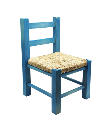 Tradineur  - Silla pequeña "rafia" para niño o decoración de color surtido y de 39 x 22 x 25 cm. Taburete con respaldo para niños de madera y mimbre. Silla baja para distintos usos