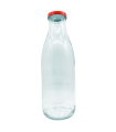 Tradineur - Botella de vidrio multiusos, bote, frasco facetado con tapa de rosca, guardar agua, leche, zumo, bebidas (9 x 25,5 cm, 1 L)