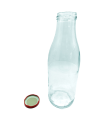 Tradineur - Botella de vidrio multiusos, bote, frasco facetado con tapa de rosca, guardar agua, leche, zumo, bebidas (9 x 25,5 cm, 1 L)