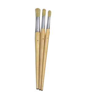 Tradineur - Set de 3 pinceles para los artistas - Fabricado en madera - Punta de pelo natural redondo - Ideal para trazos o contornos.