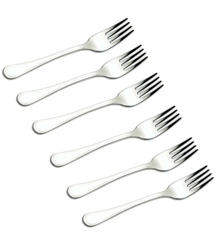 Tradineur - Set de 6 tenedores lunch de acero inoxidable, cubiertos clásicos para postre, tarta, helado, aptos para lavavajillas, 14,5 cm