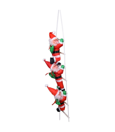 Set de 3 muñecos de papá noel con escalera, 106 cm, santa claus con cuerda para colgar de la ventana, balcón, árbol de navidad, decoración navideña de exterior e interior