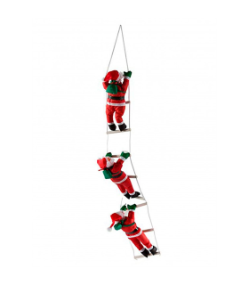 Set de 3 muñecos de papá noel con escalera, 106 cm, santa claus con cuerda para colgar de la ventana, balcón, árbol de navidad, decoración navideña de exterior e interior