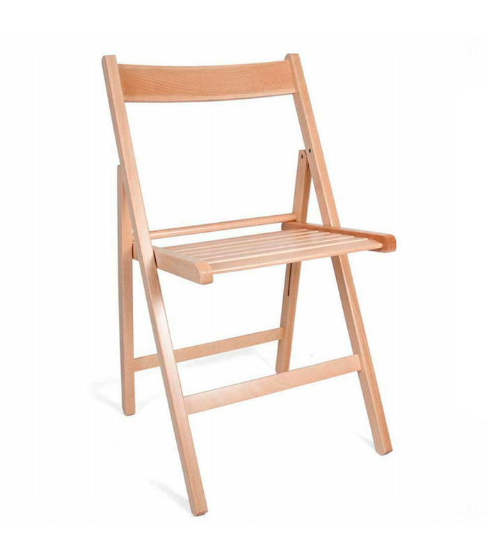 Tradineur - Silla plegable de madera de haya con reposapiés para exterior, jardín, terraza, balcón, patio, ligera y resistente, 79 x 42,5 x 47 cm