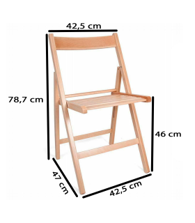 Tradineur - Silla plegable de madera de haya con reposapiés para exterior, jardín, terraza, balcón, patio, ligera y resistente, 79 x 42,5 x 47 cm