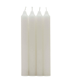 Tradineur - Pack de 4 velas alargadas, velas de mesa cilíndricas, parafina y mecha de algodón, sin perfume, rituales y ceremonias (Blanco, 17 cm)