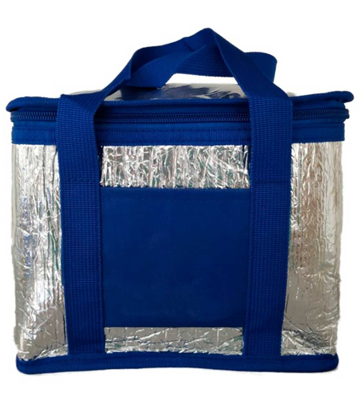 Tradineur - Bolsa térmica porta alimentos con forro de aluminio, nevera de pvc con asas, cremallera y aislante interior, frío, plegable, picnic, playa, camping, 23 x 16 x 18 cm