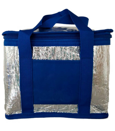 Tradineur - Bolsa térmica porta alimentos con forro de aluminio, nevera de pvc con asas, cremallera y aislante interior, frío, plegable, picnic, playa, camping, 23 x 16 x 18 cm