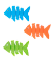 Tradineur - Set de 3 peces flexibles de colores para buceo, plástico, juegos acuáticos, piscina, coordinación mano-ojo, conciencia del espacio, natación, niños, 11 x 6,5 cm