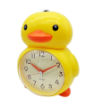 Tradineur - Reloj despertador analógico infantil de plástico, incluye luz y función snooze, botón de apagado, funcionamiento con 2 pilas AA, niños, decoración (Pato amarillo, 17,5 x 14 cm)