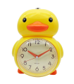 Tradineur - Reloj despertador analógico infantil de plástico, incluye luz y función snooze, botón de apagado, funcionamiento con 2 pilas AA, niños, decoración (Pato amarillo, 17,5 x 14 cm)