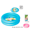 Tradineur - Piscina hinchable redonda infantil, 20 litros, vinilo resistente, pared de doble anillo, jardín, patio, fácil de montar, 15 x 61 cm, color aleatorio