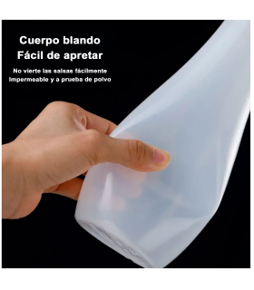 Tradineur - Botella de plástico reutilizable para servir salsas, dispensador de aliño rellenable, ketchup, mostaza, apta para uso alimentario, fabricada en España, 1 litro, 29,5 x 7,7 cm