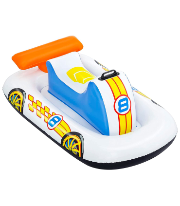 Tradineur - Coche deportivo hinchable infantil para piscina, vehículo acuático inflable flotante para niños, incluye parche de reparación, 110 x 75 cm