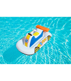 Tradineur - Coche deportivo hinchable infantil para piscina, vehículo acuático inflable flotante para niños, incluye parche de reparación, 110 x 75 cm