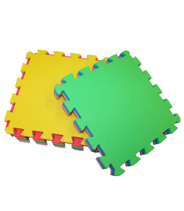 Pack de 9 baldosas de goma eva de colores, esterilla, puzzle para suelo de gimnasio, alfombrilla de protección, fitness, 31,5 x 31,5 x 1 cm, diseño aleatorio