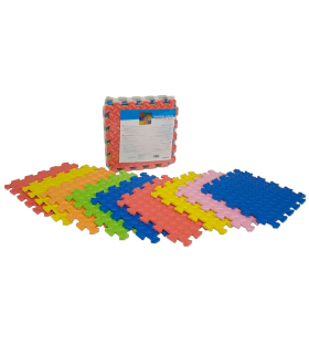 Pack de 9 baldosas de goma eva de colores, esterilla, puzzle para suelo de gimnasio, alfombrilla de protección, fitness, 31,5 x 31,5 x 1 cm, diseño aleatorio