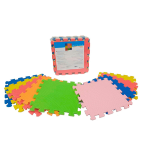 Pack de 9 baldosas de goma eva de colores, esterilla, puzzle para suelo de gimnasio, alfombrilla de protección, fitness, 31,5 x 31,5 x 1 cm, diseño aleatorio