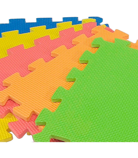 Pack de 9 baldosas de goma eva de colores, esterilla, puzzle para suelo de gimnasio, alfombrilla de protección, fitness, 31,5 x 31,5 x 1 cm, diseño aleatorio