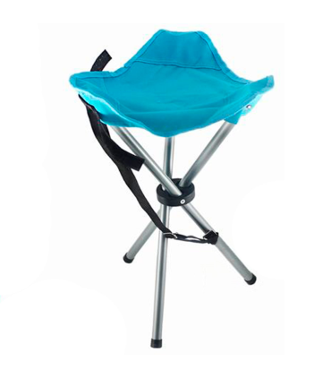 Tradineur - Taburete de camping plegable de acero y poliéster, incluye correa ajustable, máximo 90 kg, acampada, pescar, jardín, playa, 43 x 32 x 32 cm, color aleatorio