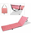 Tradineur - Esterilla abatible de playa, tumbona con respaldo reclinable, incluye bolsillo y correa, plegable, ligera y resistente, piscina, camping, jardín (Zigzag, Rojo y blanco, 170 x 54 x 35 cm)