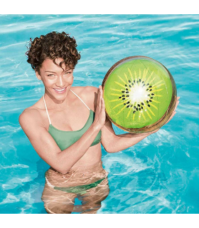 Tradineur - Pelota para playa con diseño frutal - Fabricado en Vinillo resistente - Incluye válvula de seguridad - Ideal para disfrutar este verano - Ø 46 cm - Diseño Aleatorio