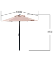 Tradineur - Sombrilla / Parasol para exteriores - Estructura de acero y tejido de poliéster - Apertura de manivela - Ø 300 x 244 cm - Color Beige