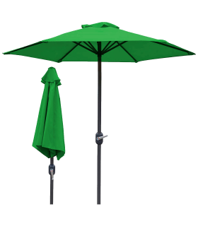 Tradineur - Sombrilla / Parasol para exteriores - Estructura de acero y tejido de poliéster - Apertura de manivela - Ø 300 x 244 cm - Color Verde