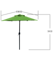 Tradineur - Sombrilla / Parasol para exteriores - Estructura de acero y tejido de poliéster - Apertura de manivela - Ø 300 x 244 cm - Color Verde