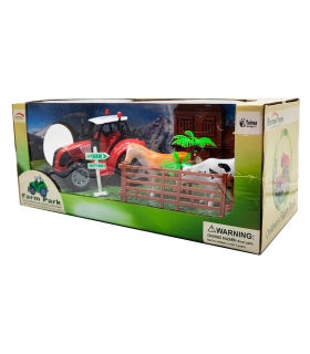 Tractor fricción con animales y accesorios en granja, juguete granjero para niños, conjunto de juguetes de granja, dimensiones 13 x 32 x 15 cm