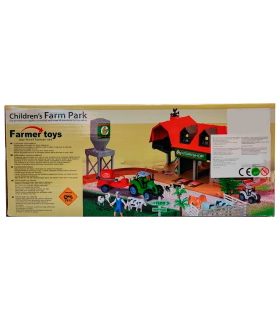 Tractor fricción con animales y accesorios en granja, juguete granjero para niños, conjunto de juguetes de granja, dimensiones 13 x 32 x 15 cm