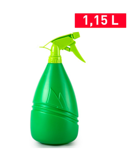 Tradineur - Botella pulverizadora manual de plástico, recipiente para sulfatar con boquilla ajustable, riego, plantas, flores, jardinería, fabricada en España (Verde, 1,15 litros)