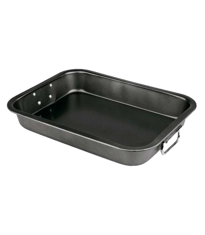 Tradineur - Bandeja rectangular para hornos con asas - Superficie Antiadherente - Rustidera de cocina, cocinar y servir - 7 x 28 x 40 cm