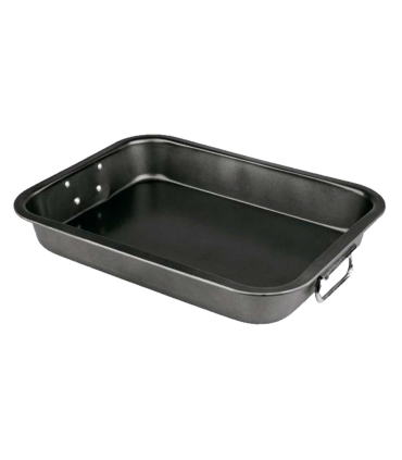 Tradineur - Bandeja rectangular para hornos con asas - Superficie Antiadherente - Rustidera de cocina, cocinar y servir - 7 x 28 x 40 cm