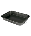 Tradineur - Bandeja rectangular para hornos con asas - Superficie Antiadherente - Rustidera de cocina, cocinar y servir - 7 x 28 x 40 cm