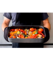 Tradineur - Bandeja rectangular para hornos con asas - Superficie Antiadherente - Rustidera de cocina, cocinar y servir - 7 x 28 x 40 cm