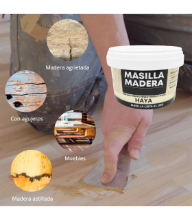 Tradineur - Masilla de relleno para madera, tapagrietas, pasta lista para usar, reparación de fisuras, agujeros en muebles, uso interior, calidad profesional (Haya, 250 g)