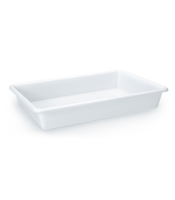 Tradineur - Bandeja de plástico blanca rectangular de hostelería, 9 litros, fuente polipropileno 48,5 x 33 x 8 cm para frigorífico, congelador, apta para microondas, lavavajillas