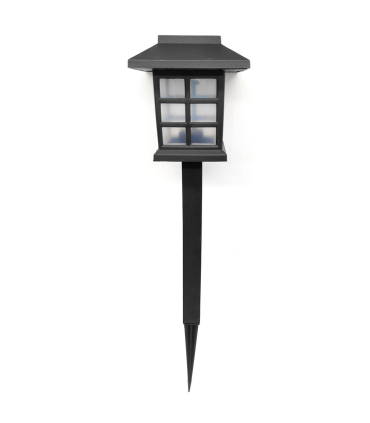 Tradineur - Antorcha de jardín de polipropileno, luz solar, lámpara solar recargable de plástico para césped, patio, paseos, decoración exterior (Negro, 27 x 8,5 cm)