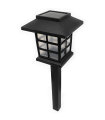 Tradineur - Antorcha de jardín de polipropileno, luz solar, lámpara solar recargable de plástico para césped, patio, paseos, decoración exterior (Negro, 27 x 8,5 cm)