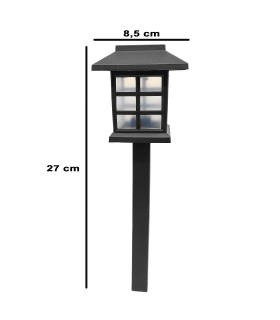 Tradineur - Antorcha de jardín de polipropileno, luz solar, lámpara solar recargable de plástico para césped, patio, paseos, decoración exterior (Negro, 27 x 8,5 cm)