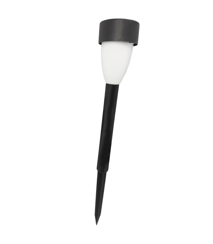 Tradineur - Antorcha de jardín de PVC, luz solar, lámpara solar recargable de plástico para césped, patio, paseos, decoración exterior (Negro, 25 x 5,3 cm)