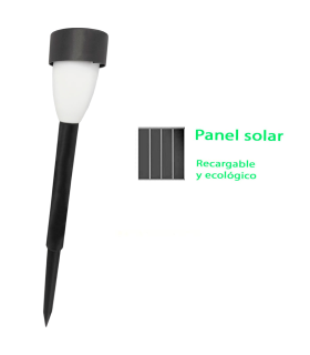 Tradineur - Antorcha de jardín de PVC, luz solar, lámpara solar recargable de plástico para césped, patio, paseos, decoración exterior (Negro, 25 x 5,3 cm)